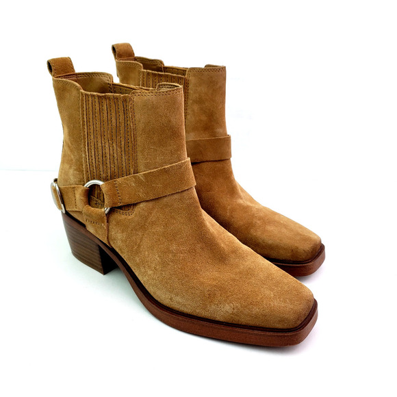 Sam Edelman Bellamie Womens Size 8 Brown Suede Pull On Western Ankle Bootie Boot - Picture 1 of 11